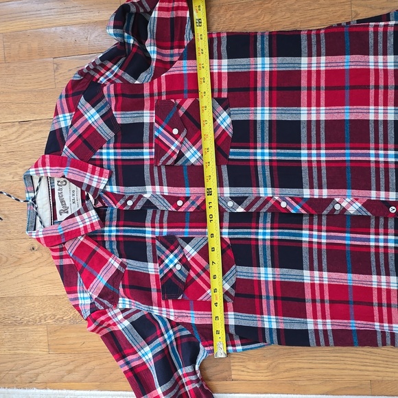 ROEBUCK & CO. MENS RED PLAID FLANNEL FRONT SNAP SHIRT SIZE XL - Picture 8 of 15